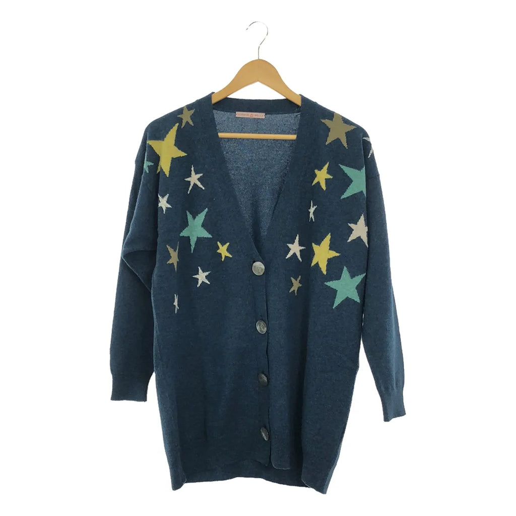 QUEENE and BELLE / クイーンアンドベル | DeuxiemeClasse取扱 シェルボタン スター柄  Vネックロングカーディガン | ブルー | レディース