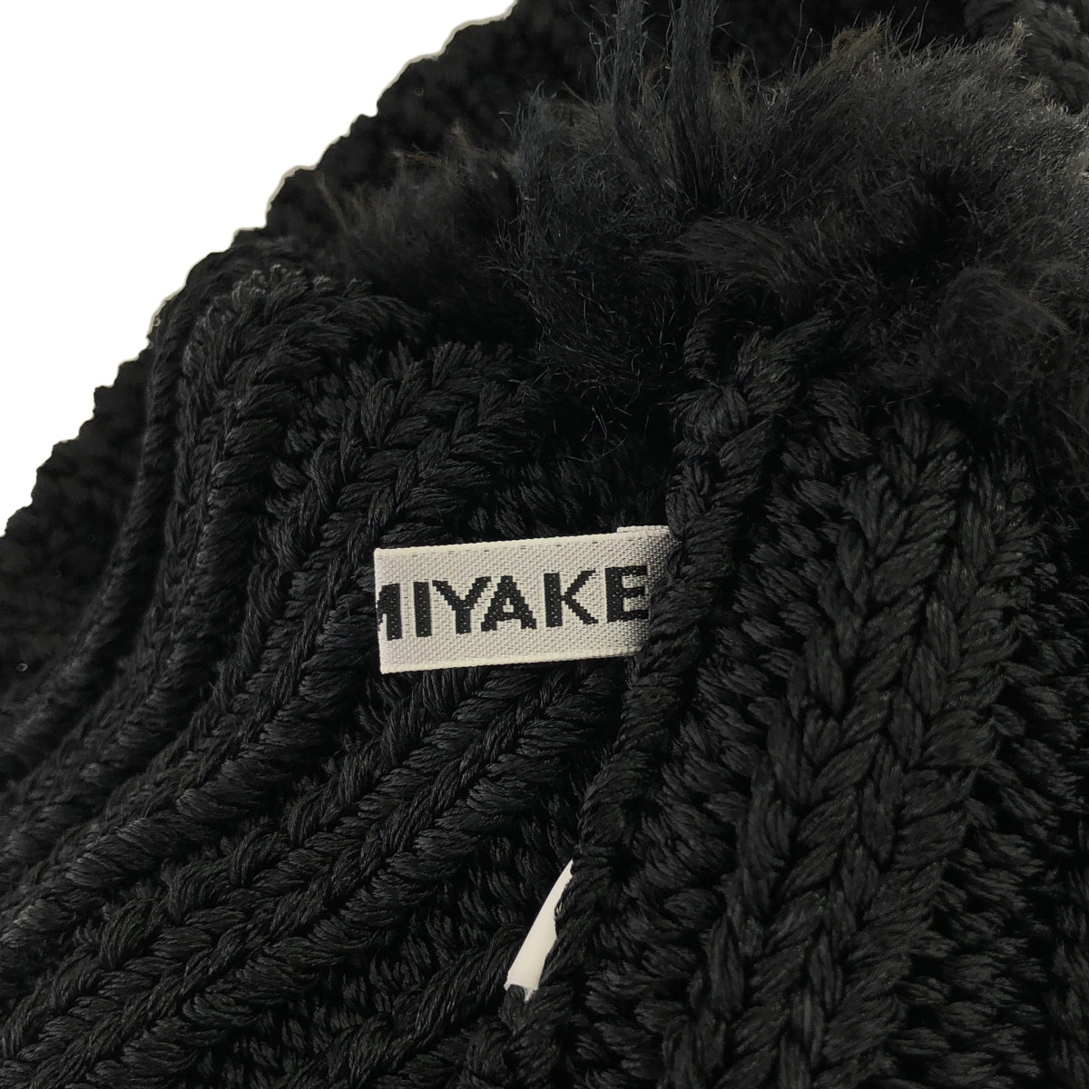 ISSEY MIYAKE / イッセイミヤケ | フェイクファー切替え スヌード | ブラック | レディース