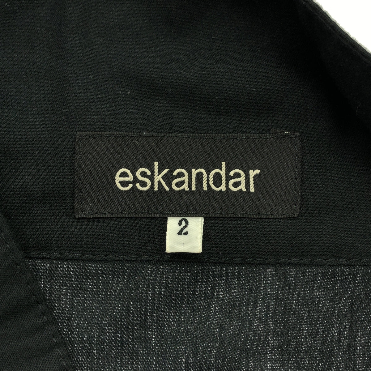 【美品】  eskandar / エスカンダー | コットン スリット フライフロント ハイネック オーバーシャツ | 2 | ブラック | メンズ