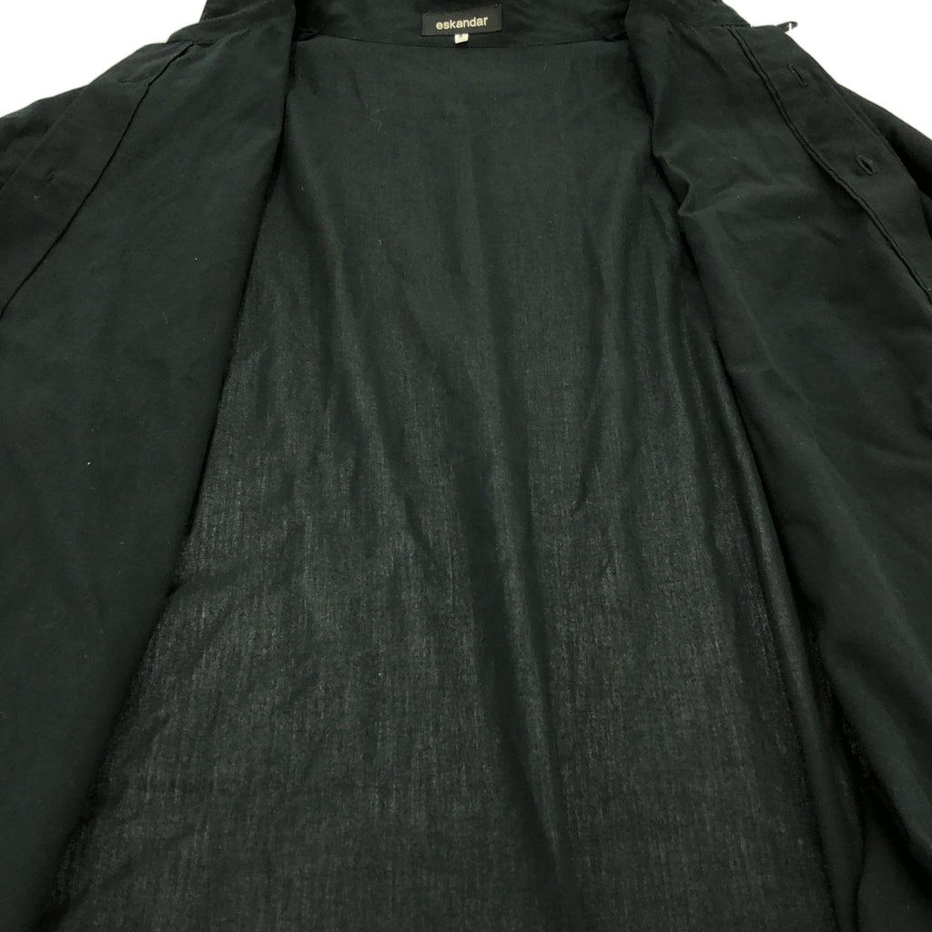 【美品】  eskandar / エスカンダー | コットン スリット フライフロント ハイネック オーバーシャツ | 2 | ブラック | メンズ