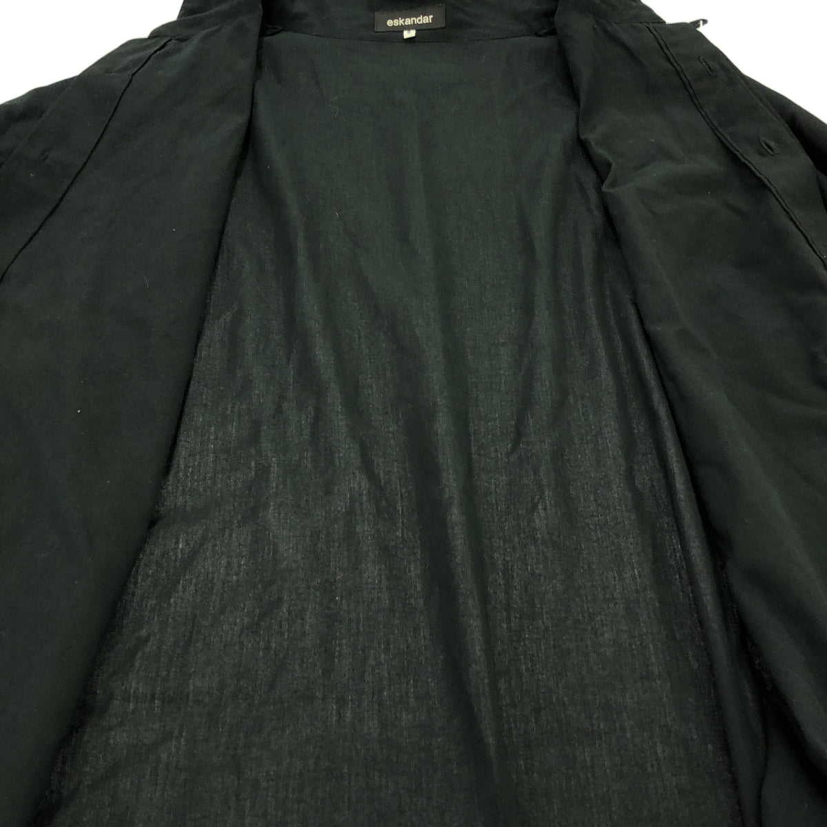 【美品】  eskandar / エスカンダー | コットン スリット フライフロント ハイネック オーバーシャツ | 2 | ブラック | メンズ