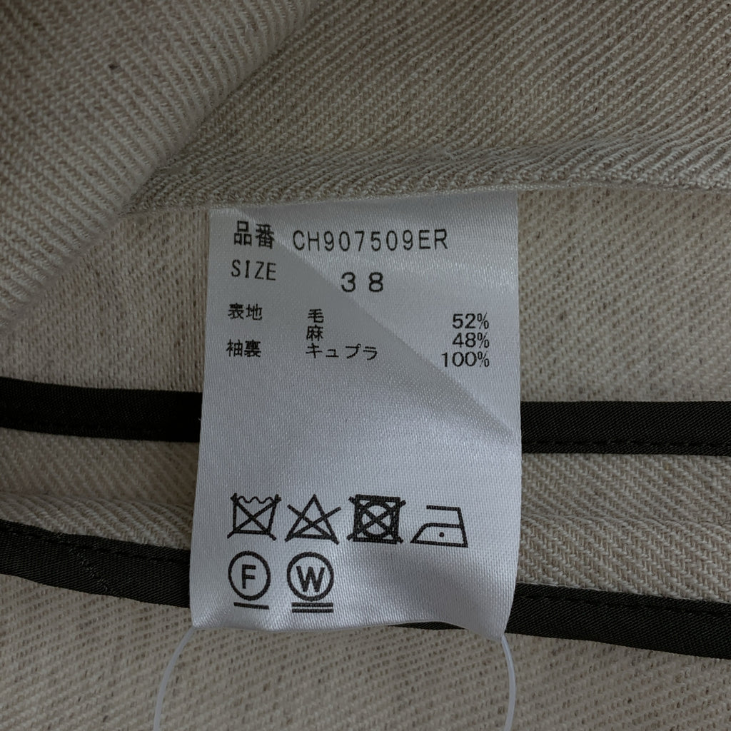 【美品】  Chaos / カオス | リネン混 ウール ダブル テーラード ジャケット | 38 | ベージュ | レディース