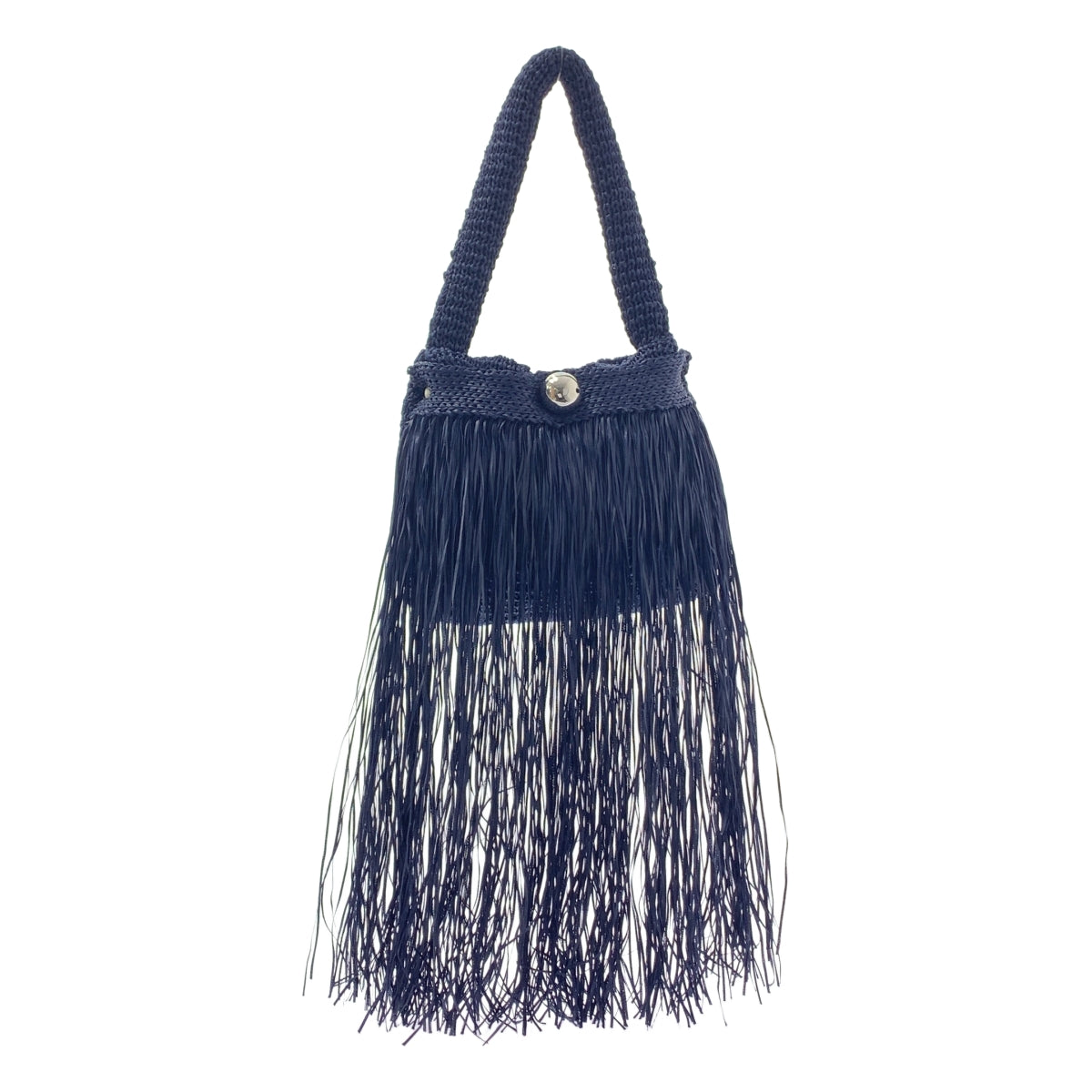 NKNIT / ンニット | long fringe NKNIT bag ロングフリンジ ハンドバッグ | ネイビー | レディース
