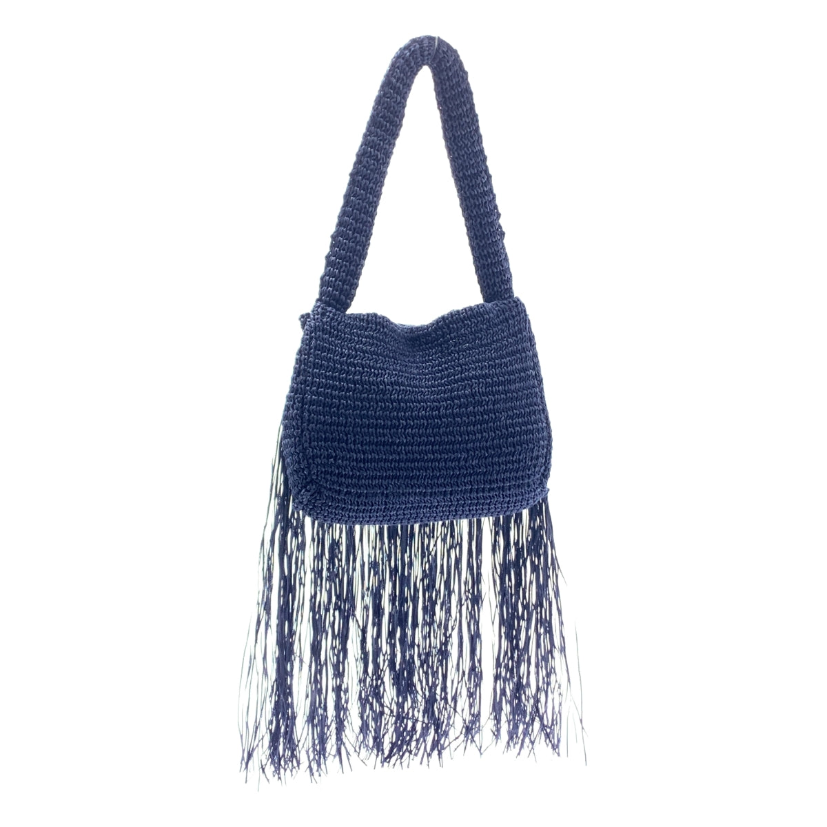 NKNIT / ンニット | long fringe NKNIT bag ロングフリンジ ハンドバッグ | ネイビー | レディース