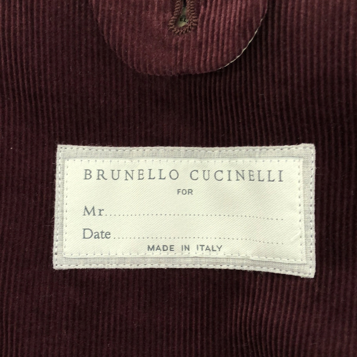 【미품】 BRUNELLO CUCINELLI / 브루네로쿠치네리 | 코듀로이 3B 싱글 테일러드 재킷 | 46 | 보르도 | 남성