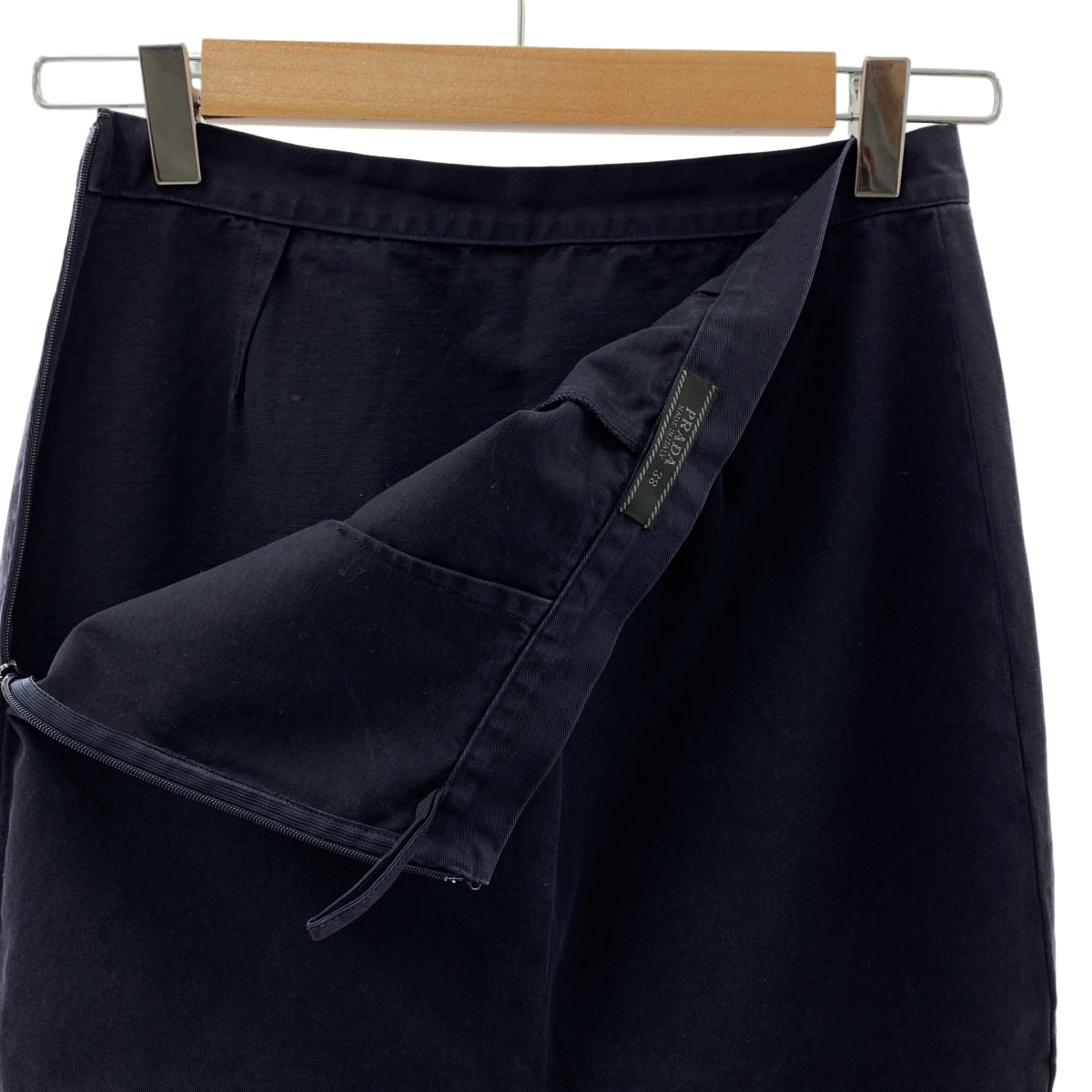 PRADA / プラダ | コットン サイドスリット ロングスカート | 38 | ネイビー | レディース
