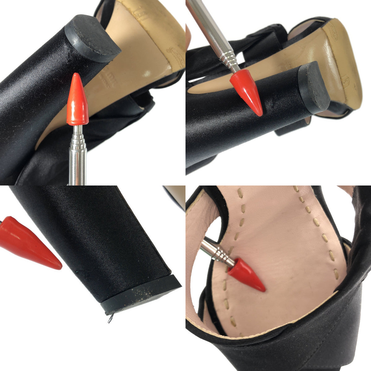 [完好狀態] miu miu |緞面露趾踝帶高跟鞋 | 36 1/2 |黑色 |女性的