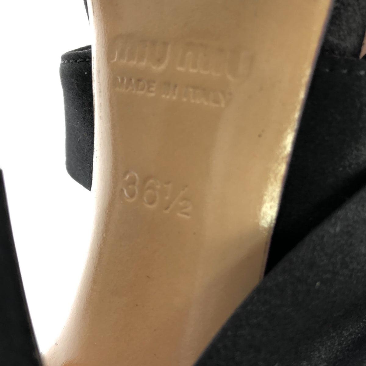 [完好狀態] miu miu |緞面露趾踝帶高跟鞋 | 36 1/2 |黑色 |女性的