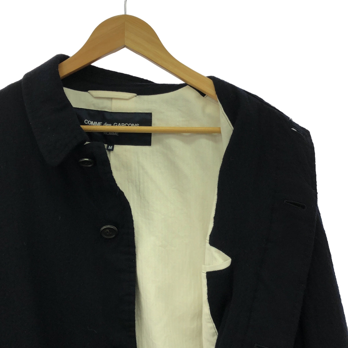 COMME des GARCONS HOMME | 2019秋冬 |羊毛縮水華蓋大衣 | M |海軍 |男士