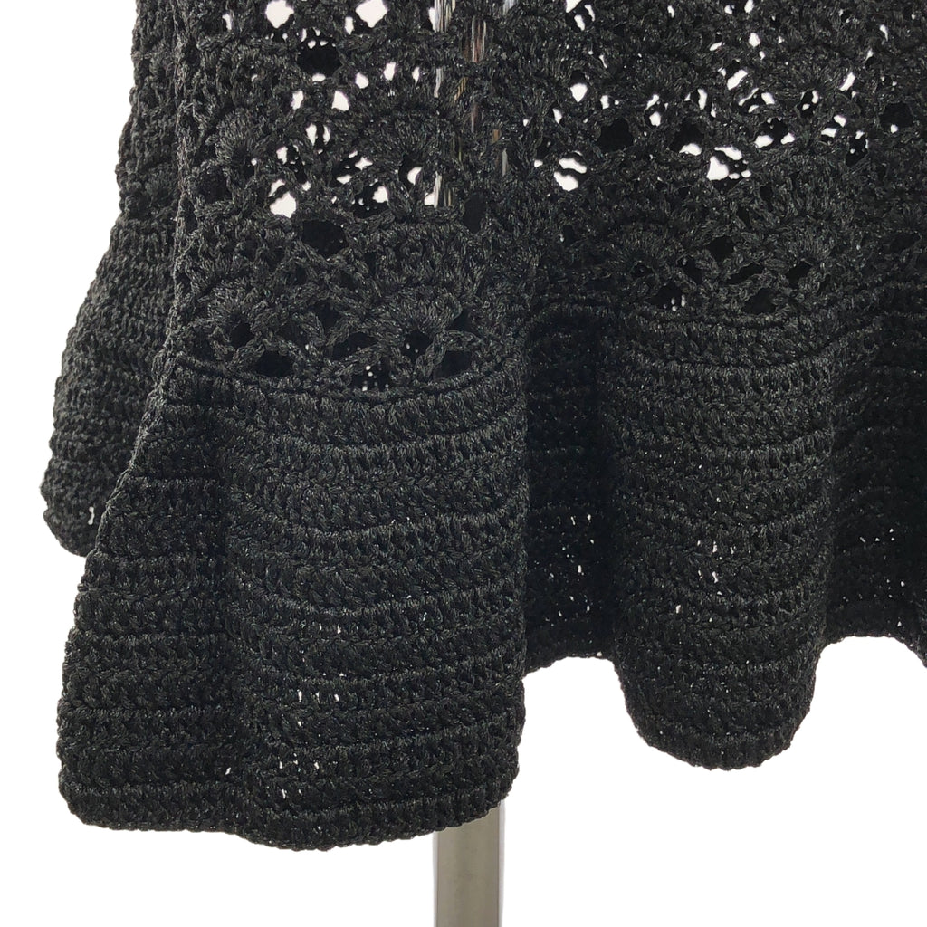 【新品】  Ganni / ガニー | 2023SS | ラメミックス クロシェ ハイネック ノースリーブ ニットワンピース | XS | ブラック | レディース