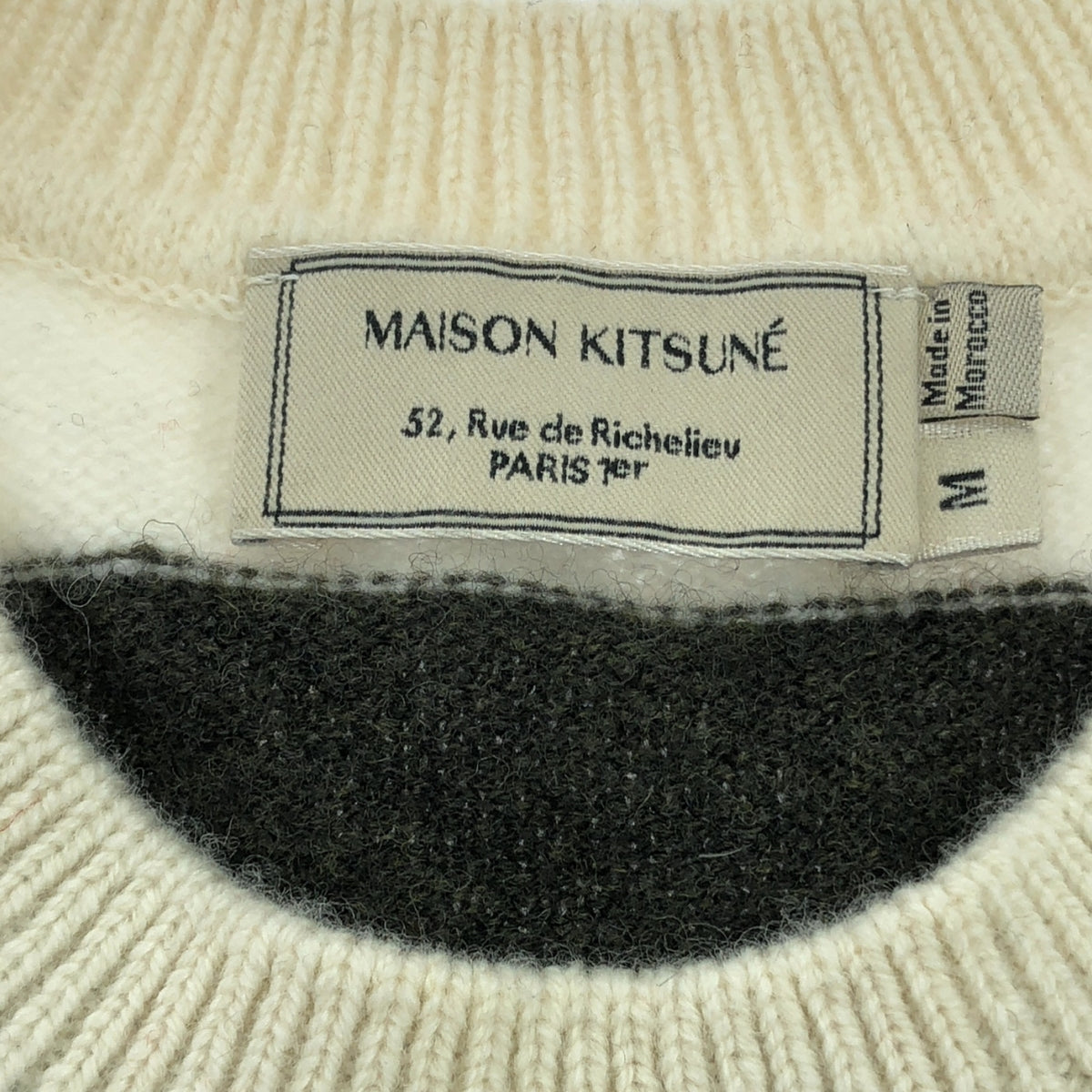 MAISON KITSUNE / メゾンキツネ | ウール ボーダー フォックスパッチ プルオーバー ニット | M | レッド | メンズ