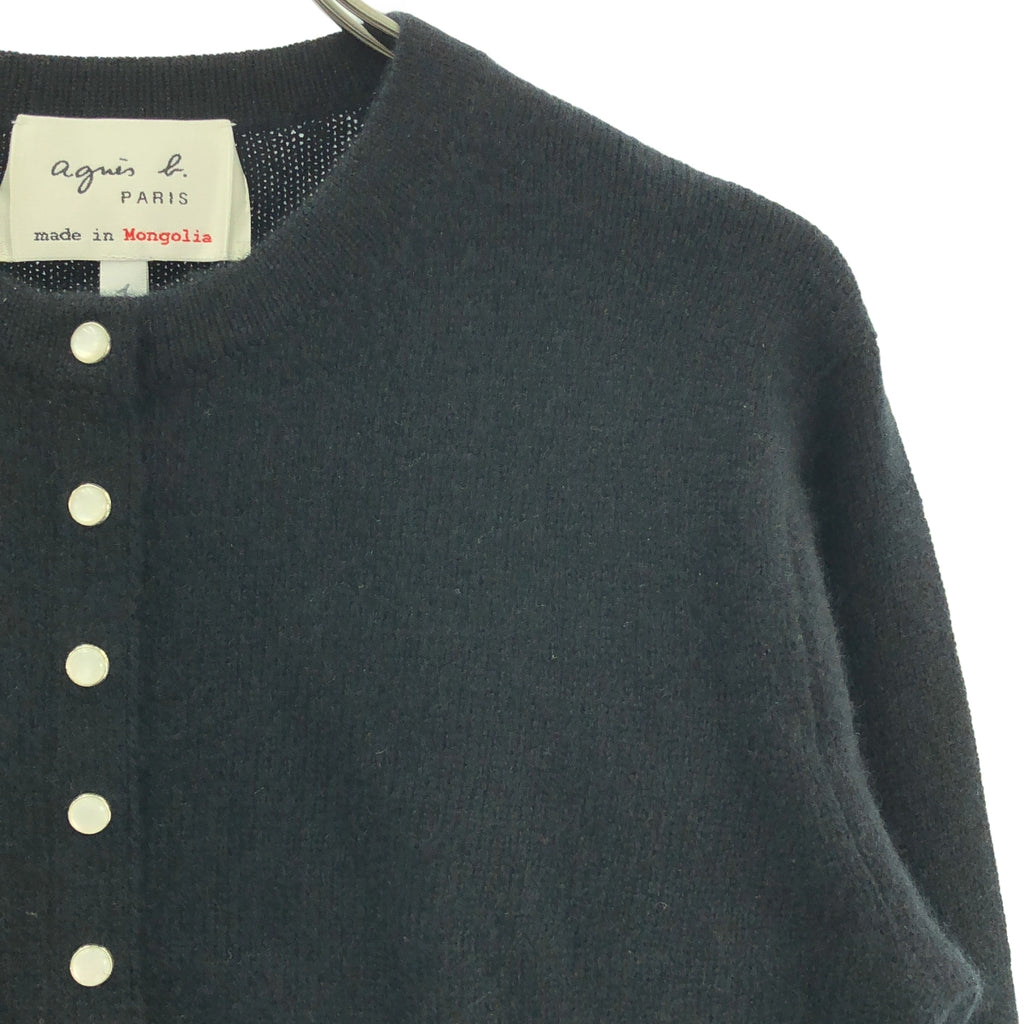 Agnes b. / アニエスベー | カシミヤ スナップボタン クルーネック カーディガン | 1 | レディース