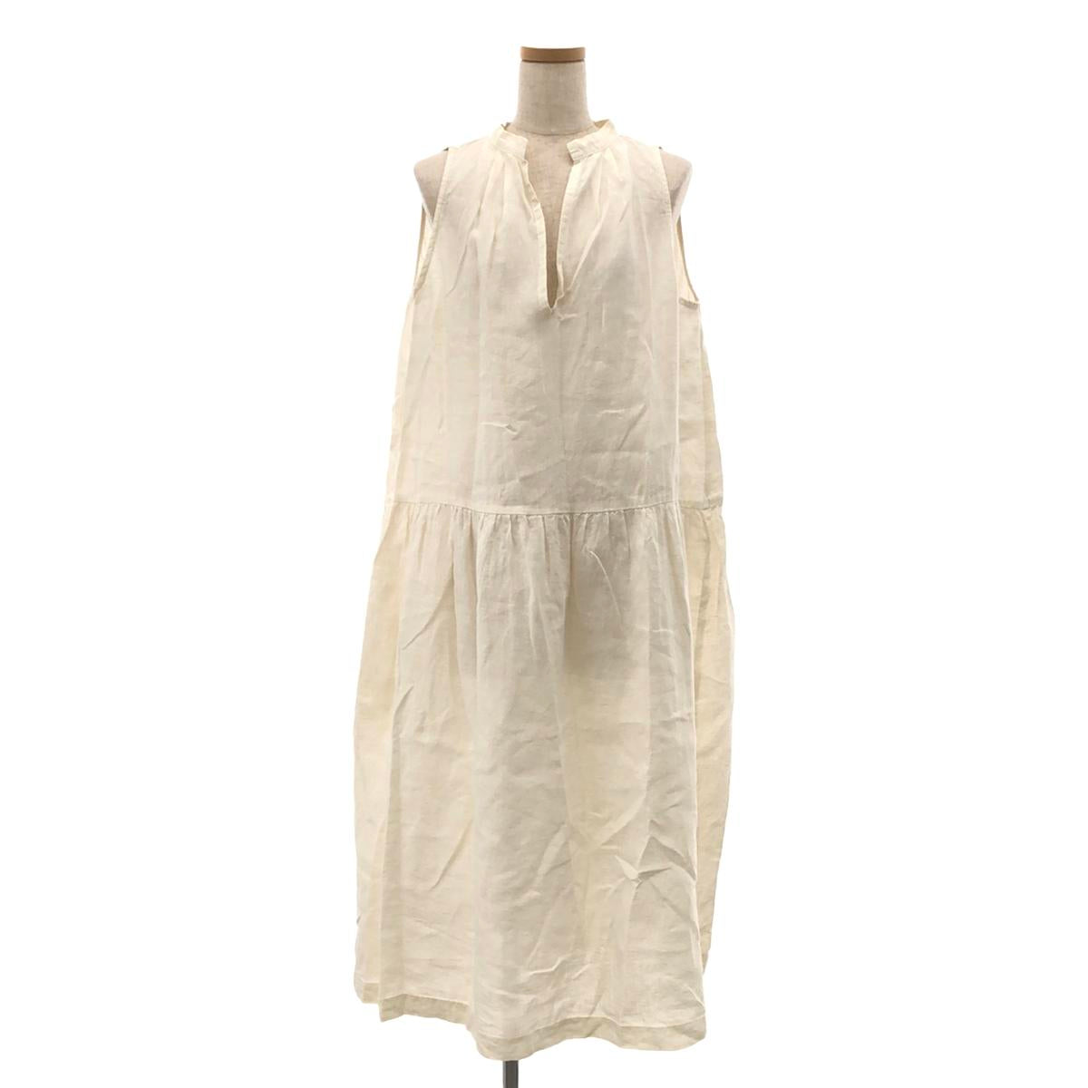 [Beautiful Condition] GALLEGO DESPORTES | Linen Gathered Sleeveless Dress | S | Ecru | Women's