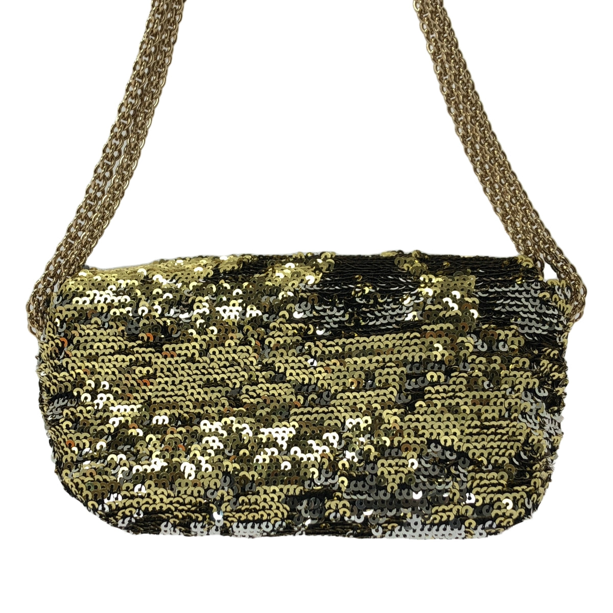 【新品】  SONIA RYKIEL / ソニアリキエル | スパンコール スタッズ チェーン ショルダーバッグ | ブラック/ゴールド/シルバー | レディース