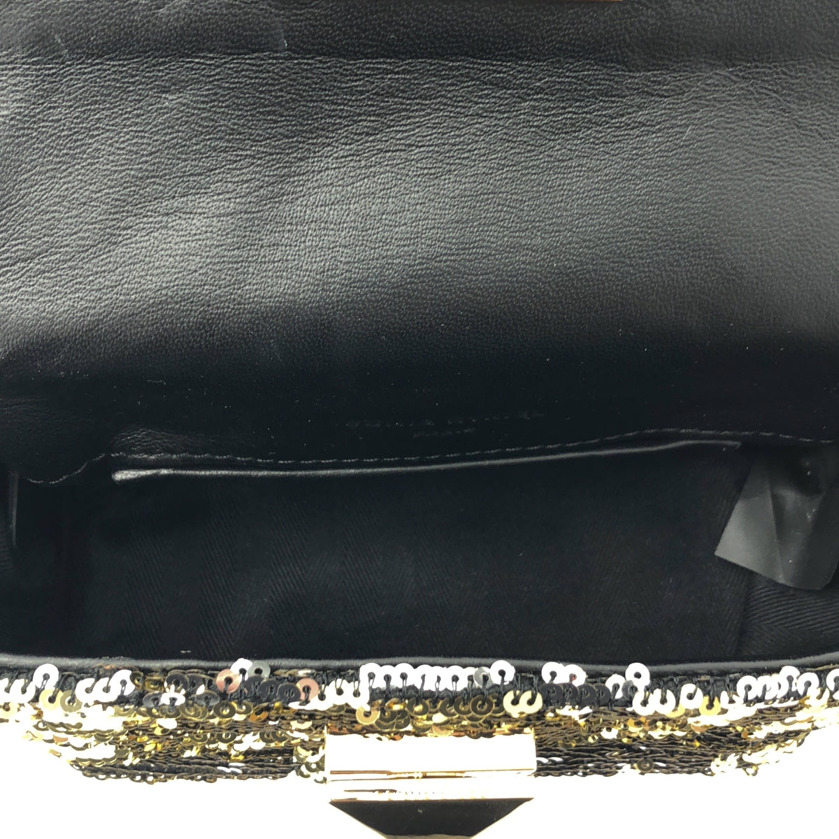 【新品】  SONIA RYKIEL / ソニアリキエル | スパンコール スタッズ チェーン ショルダーバッグ | ブラック/ゴールド/シルバー | レディース