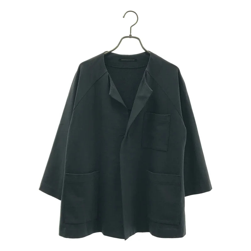 Y's / ワイズヨウジヤマモト | 2018AW | コットン カットソー ノーカラー ジャケット | 2 | チャコール | レディース