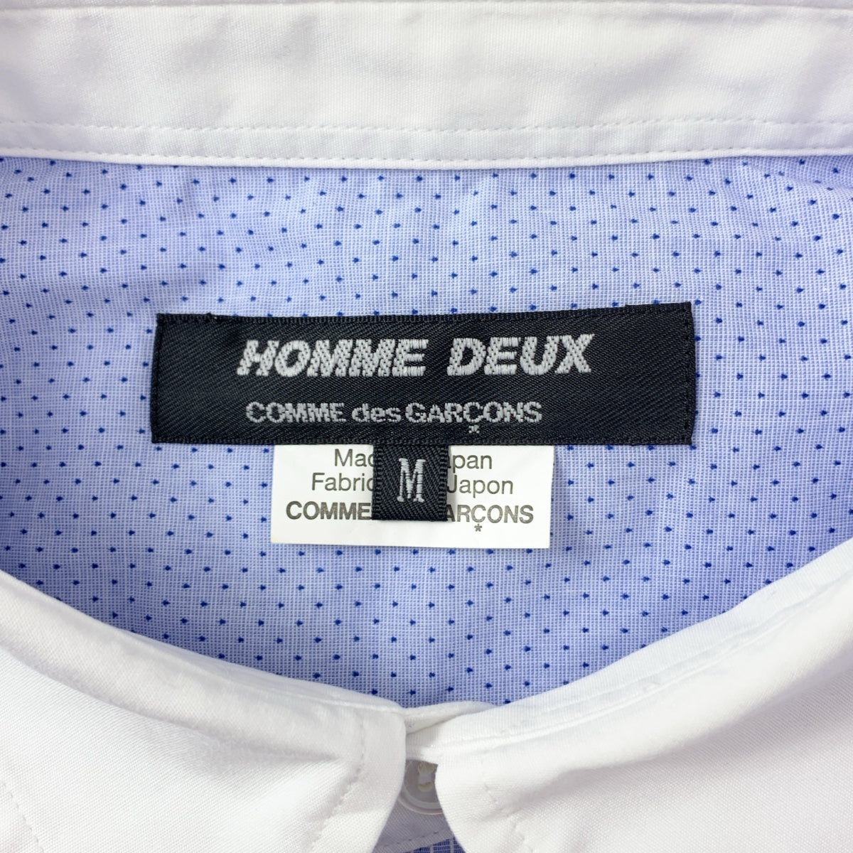 COMME des GARCONS HOMME DEUX / 콤데 갤슨 옴두 | 2015SS | 코튼 도트 스트라이프 전환 셔츠 | M | 남성