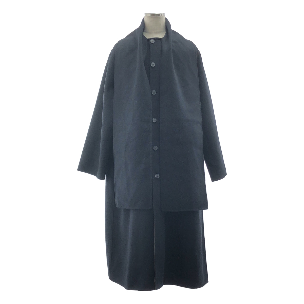 [狀況極佳] Cristaseya | 雙面大衣配圍巾 | XL | 黑色/卡其色 | 男款