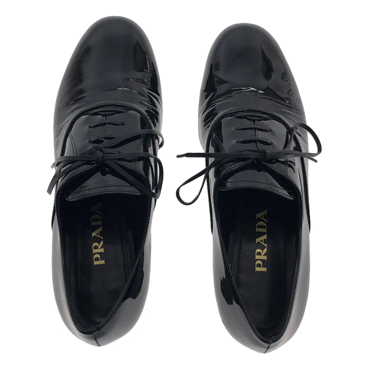 普拉達 |漆皮繫帶鞋 | 34 1/2 |黑色 |女性的