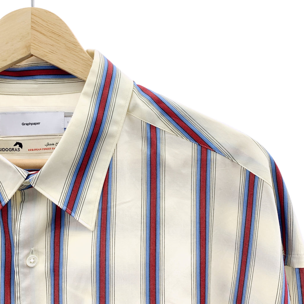 Graphpaper / 그래프 페이퍼 | 2024SS | SIDOGRAS L/S Oversized Regular Collar Shirt 코튼 스트라이프 셔츠 | 1 | 맨즈