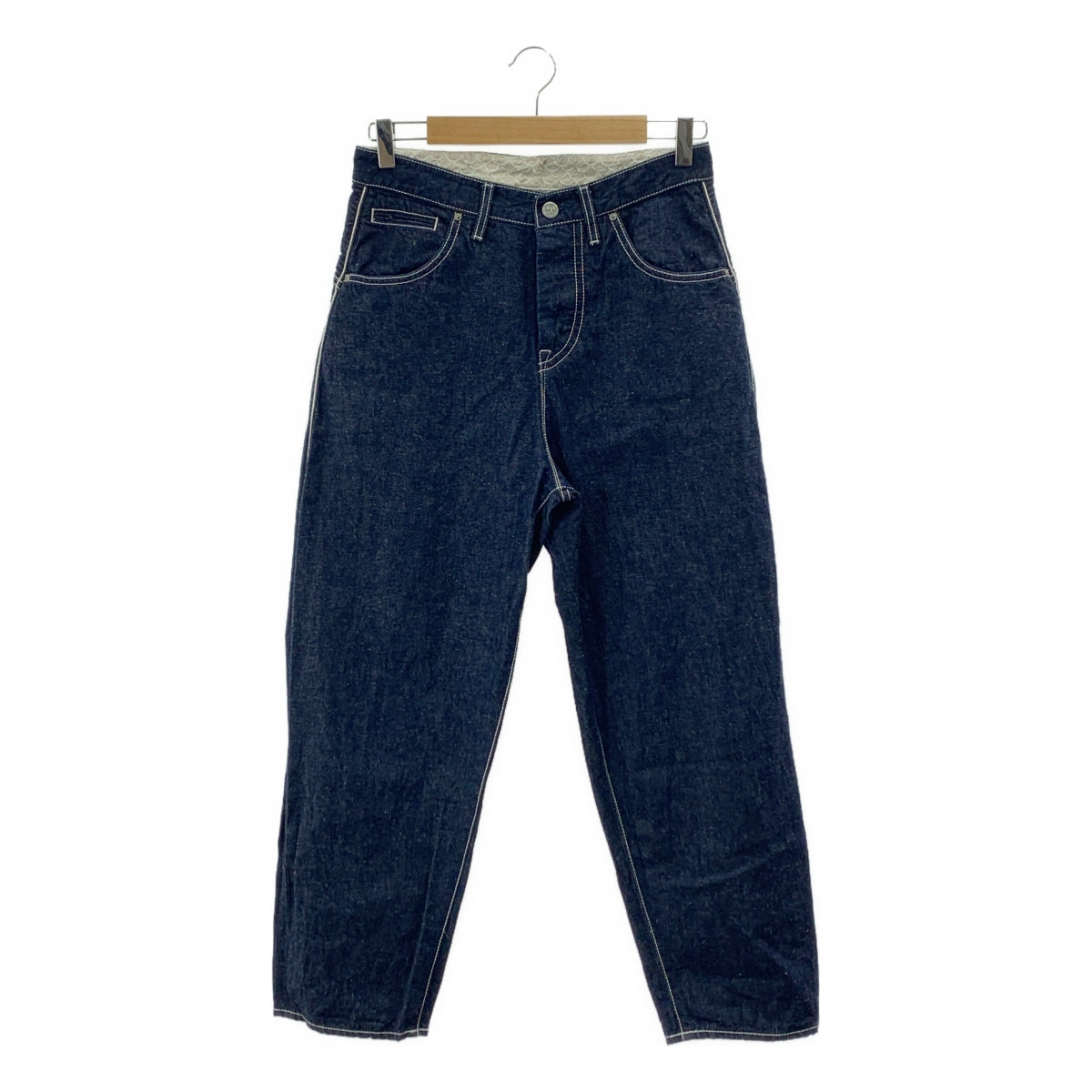 mina perhonen / ミナペルホネン | every day / エブリデイ レザーパッチ 濃紺デニムパンツ | 38 | レディース