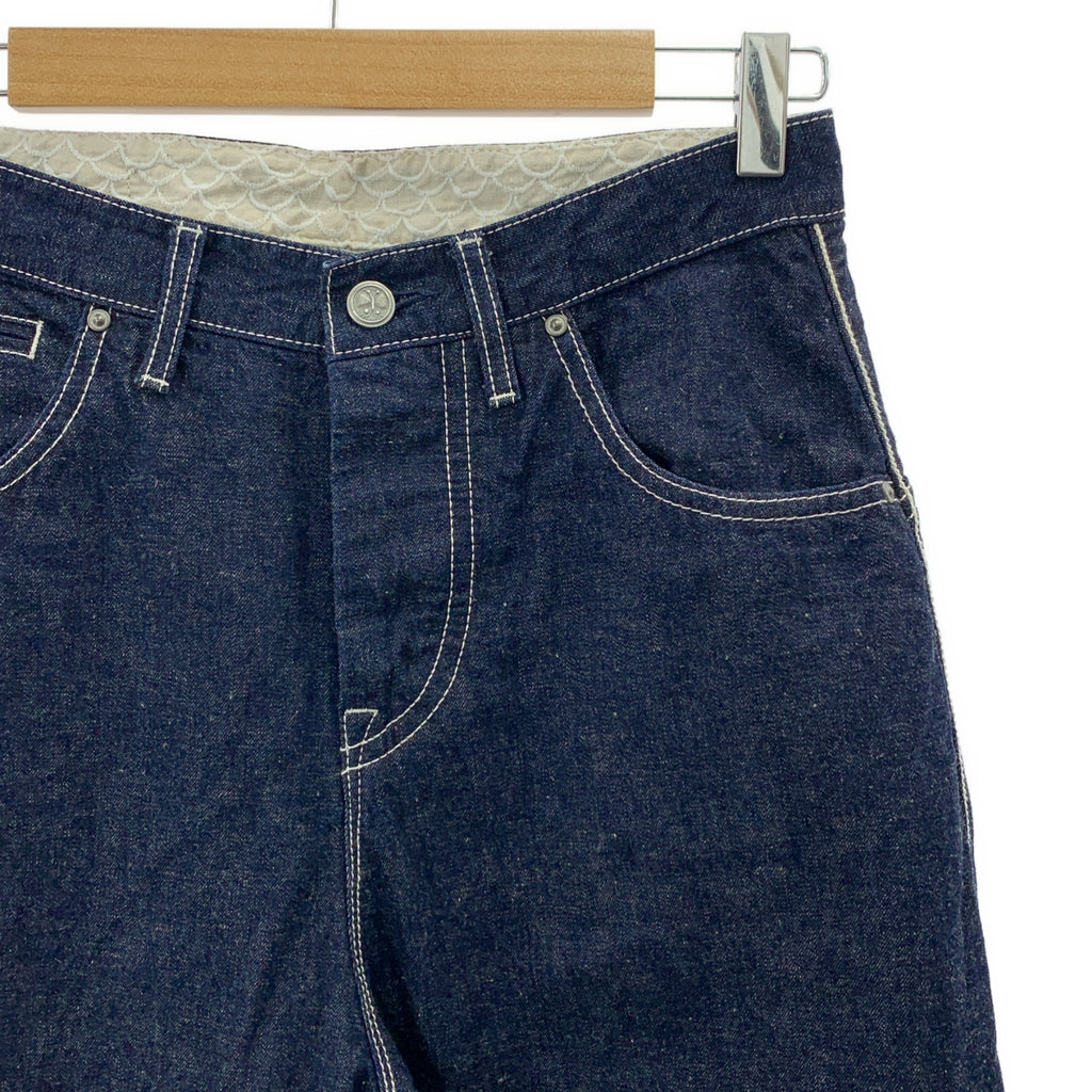 mina perhonen / ミナペルホネン | every day / エブリデイ レザーパッチ 濃紺デニムパンツ | 38 | レディース