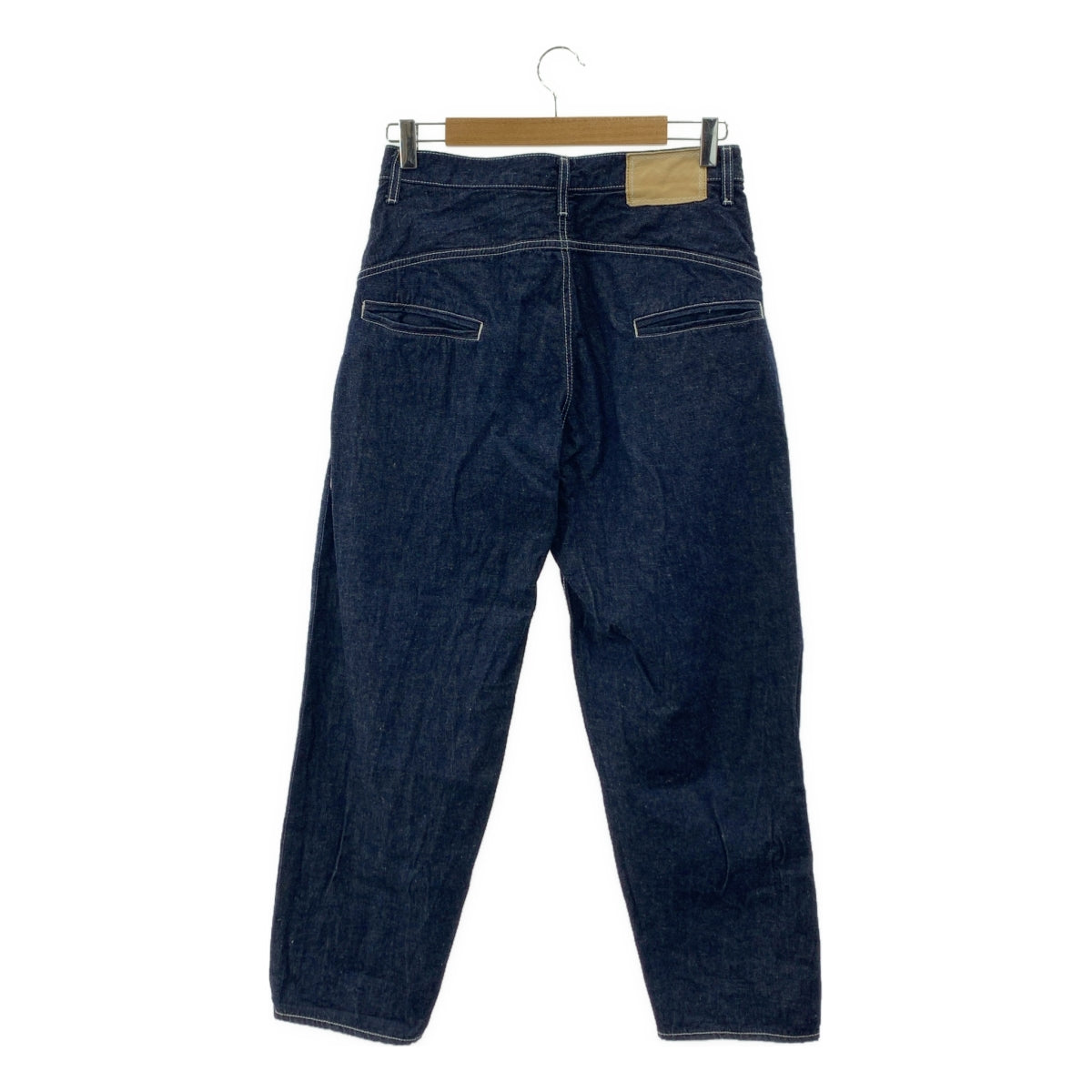 mina perhonen / ミナペルホネン | every day / エブリデイ レザーパッチ 濃紺デニムパンツ | 38 | レディース