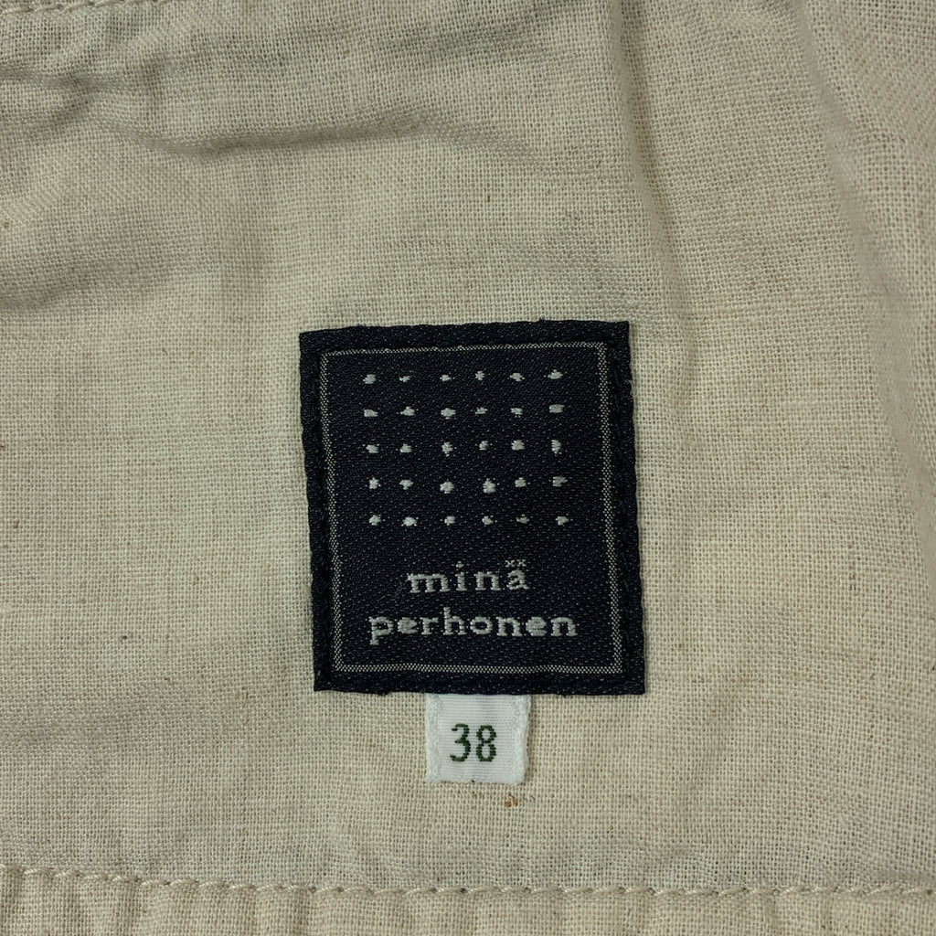 mina perhonen / ミナペルホネン | every day / エブリデイ レザーパッチ 濃紺デニムパンツ | 38 | レディース