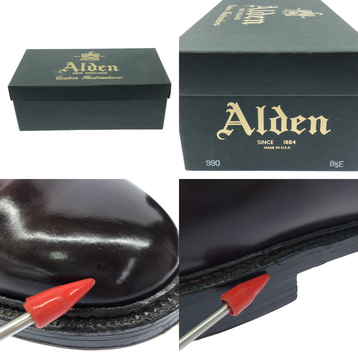 ALDEN / オールデン | 990 コードバン 外羽根 プレーントゥシューズ シューツリー付き | 8 1/2 | バーガンディ | メンズ