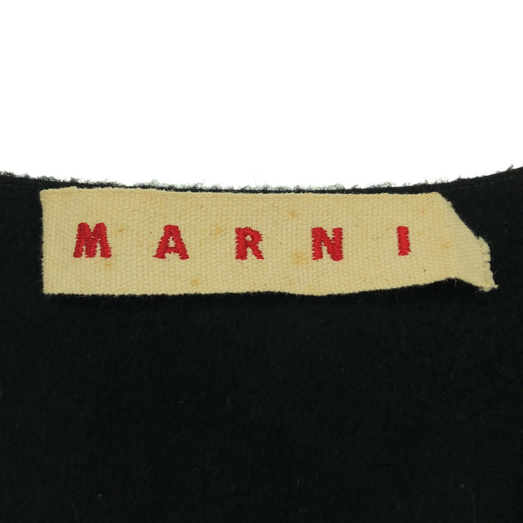 MARNI / マルニ | レザー ウール  ノーカラー コート | 40 | ブラウン/ブラック | レディース
