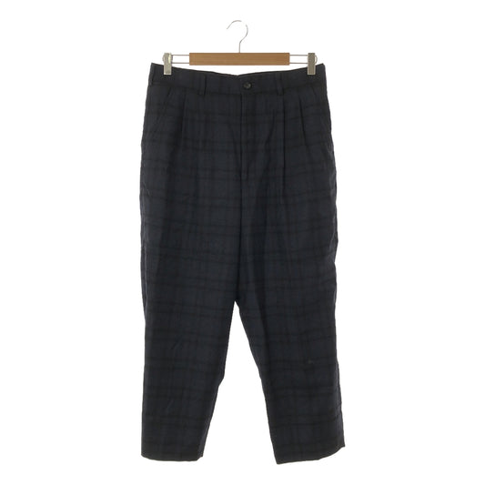 COMME des GARCONS HOMME | 2021AW | Wool Check 2-Tuck Tapered Wide Slacks | XS | Navy/Black | Men's