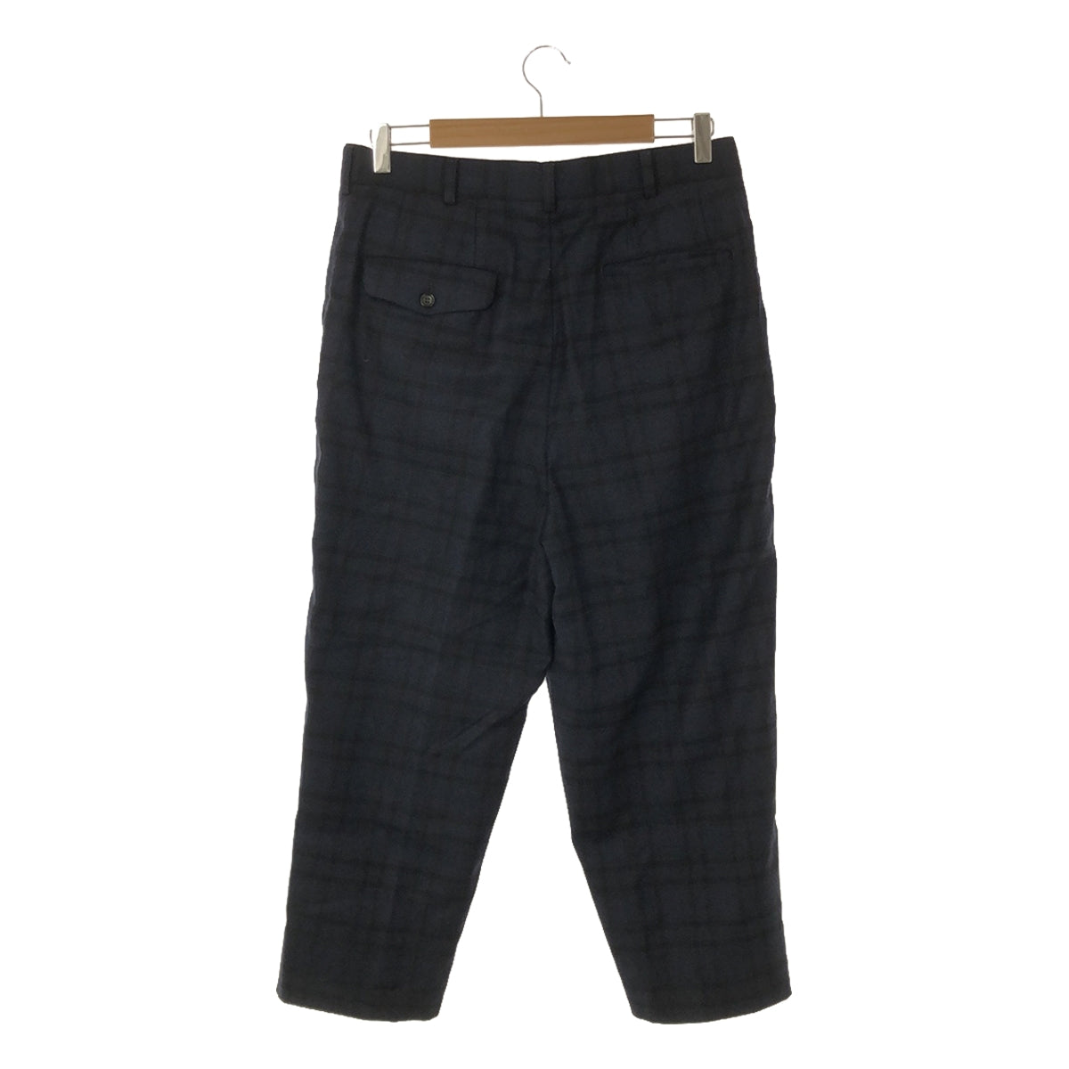 COMME des GARCONS HOMME / 컴데 갤슨 옴므 | 2021AW | 울 체크 2 택 테이퍼드 와이드 슬럭스 팬츠 | XS | 네이비/블랙 | 남성