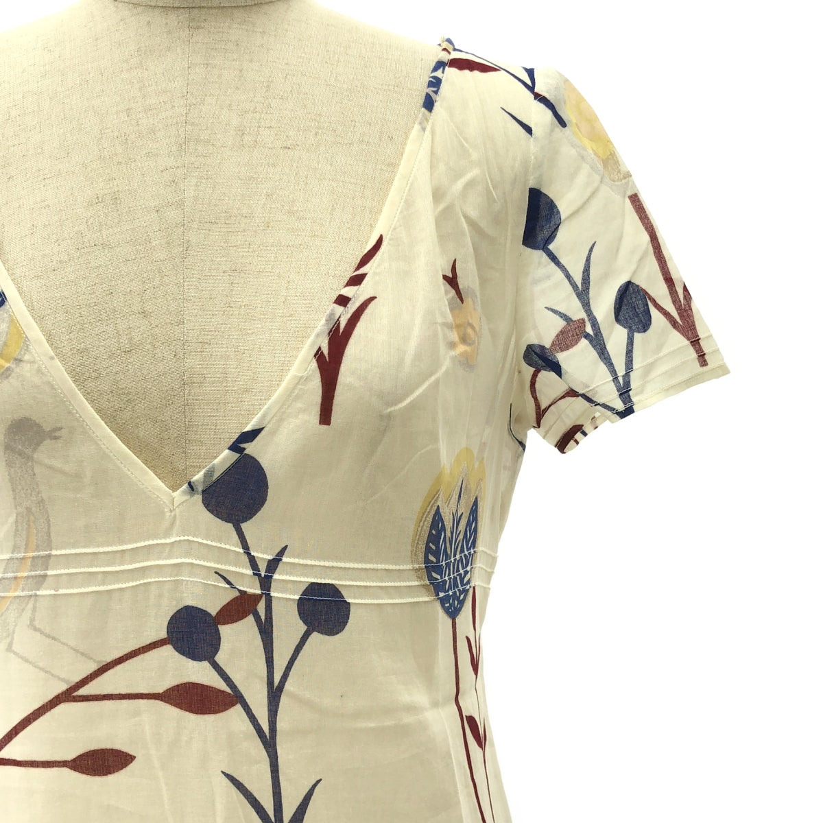 miu miu / 뮤 뮤 | 코튼 V 넥 프린트 원피스 | 38 | 여성