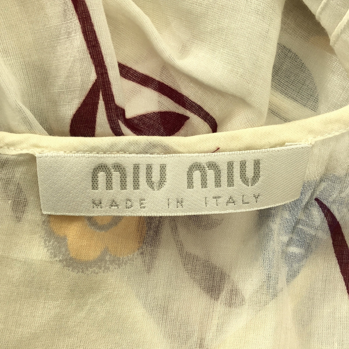 miu miu / 뮤 뮤 | 코튼 V 넥 프린트 원피스 | 38 | 여성