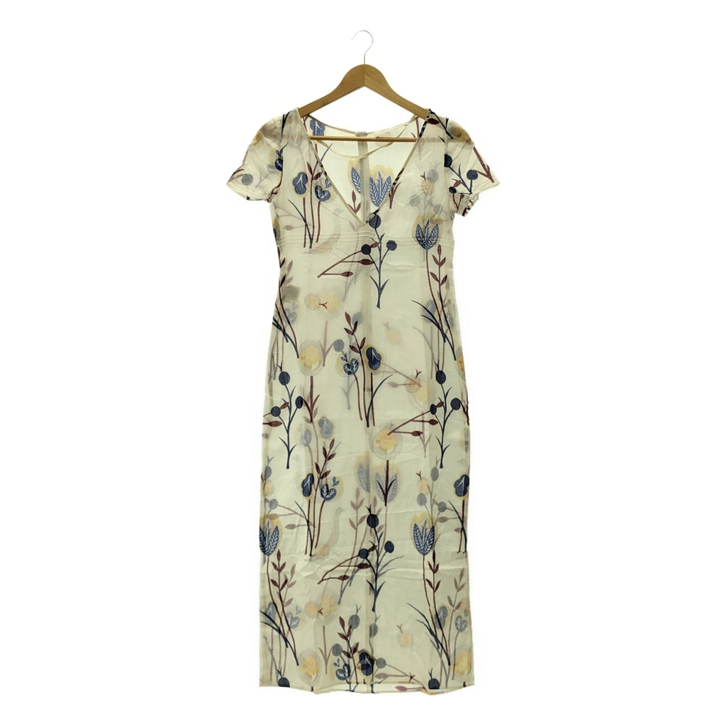 miu miu / 뮤 뮤 | 코튼 V 넥 프린트 원피스 | 38 | 여성