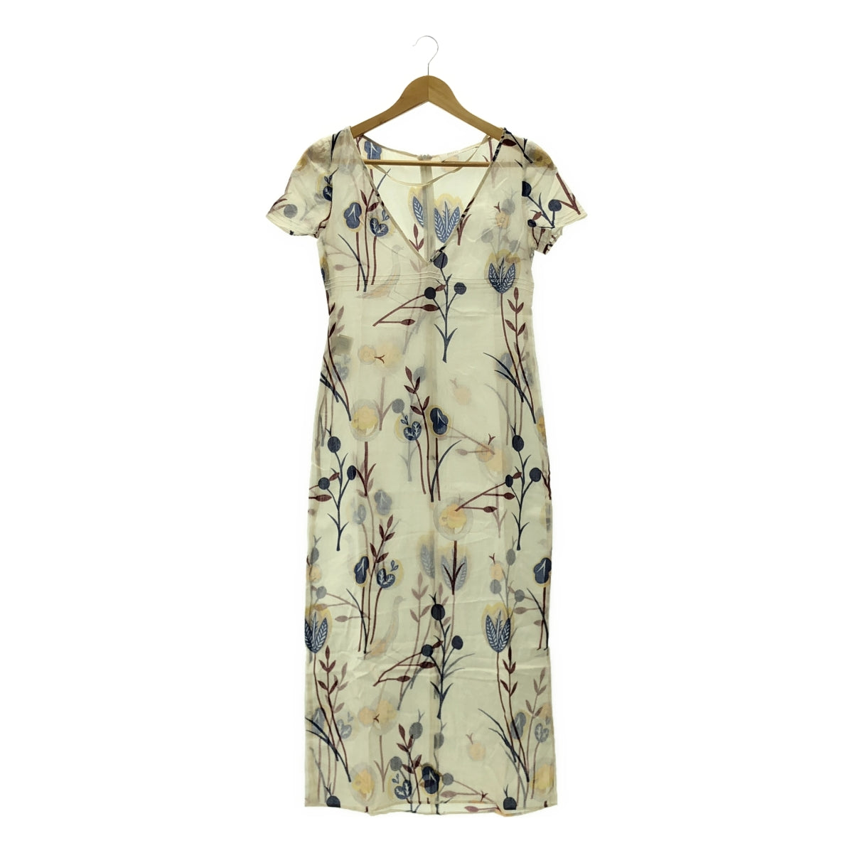 miu miu / 뮤 뮤 | 코튼 V 넥 프린트 원피스 | 38 | 여성