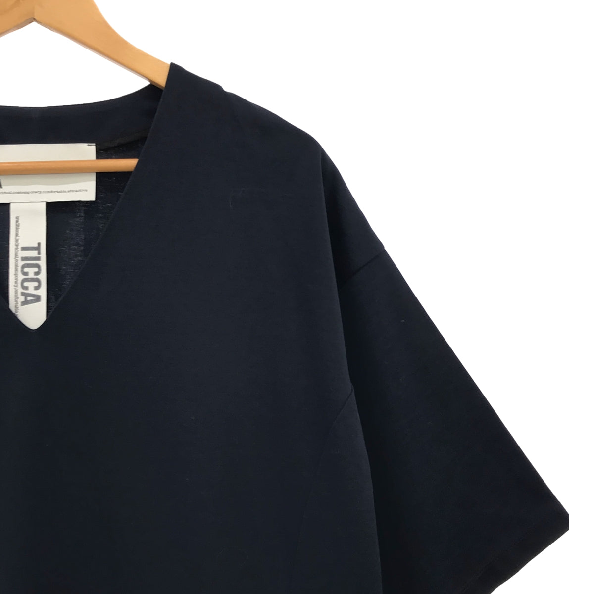 TICCA / 티카 | 수피 마 코튼 V 넥 박스 원피스 | F | 네이비 | 여성