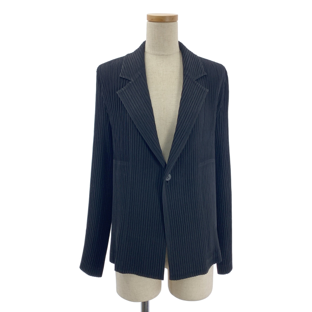 【新品】  ISSEY MIYAKE / イッセイミヤケ | HATCHING ハッチング / プリーツ ジャケット | 2 | ブラック | レディース
