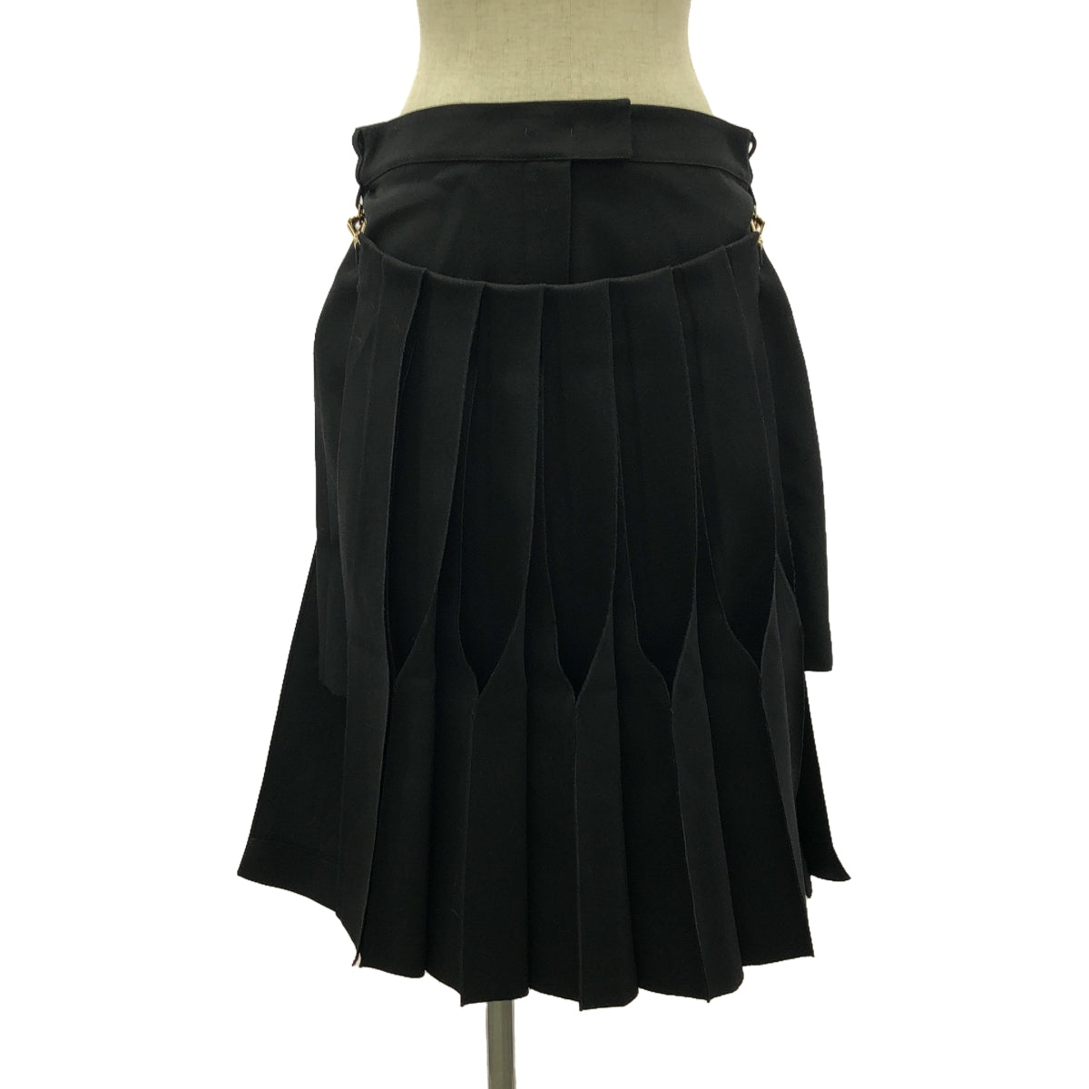 [New] FENDI | Duchesse skirt with pleated panel wool skirt | Size 40 | Black | Women's