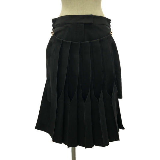 【신품】 FENDI / 펜디 | Duchesse skirt with pleated panel 울 스커트 | 40 | 블랙 |