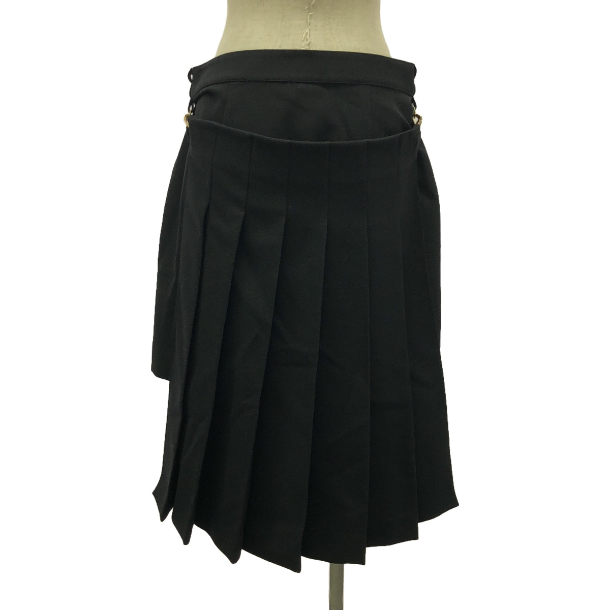 【신품】 FENDI / 펜디 | Duchesse skirt with pleated panel 울 스커트 | 40 | 블랙 |