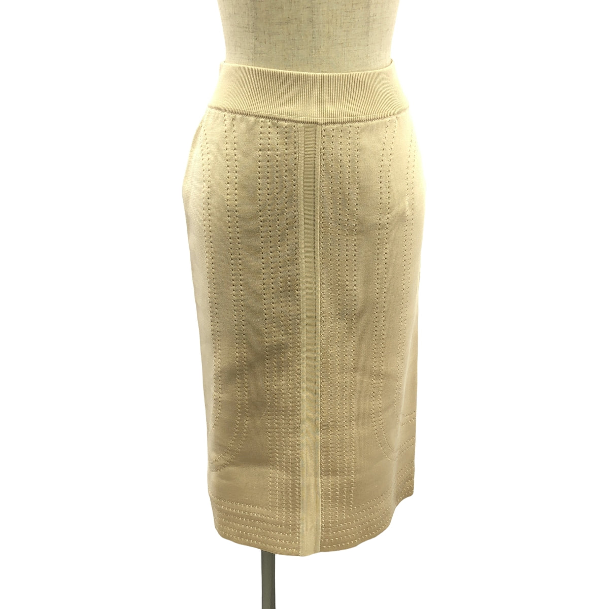 【미품】 HERMES / 헤르메스 | 2023SS | 브리드 두갈라 / 실크 펀칭 니트 스커트 | 36 | 베이지 | 여성