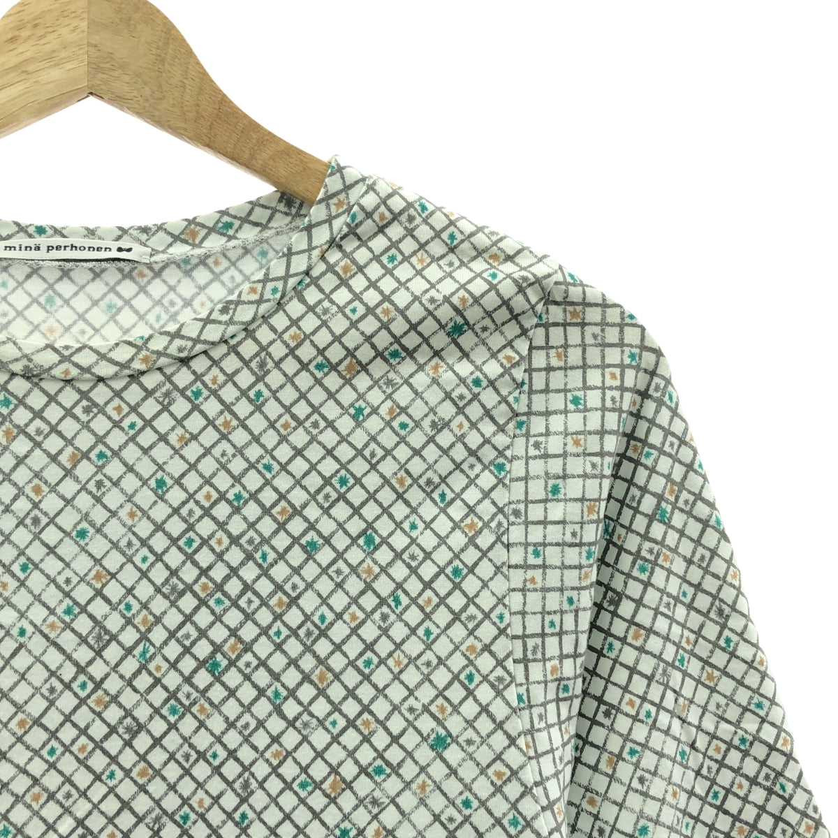 mina perhonen / ミナペルホネン | 2024AW | tuike / トゥイケ 総柄 クルーネック カットソー | 40 | ホワイト/グレー | レディース
