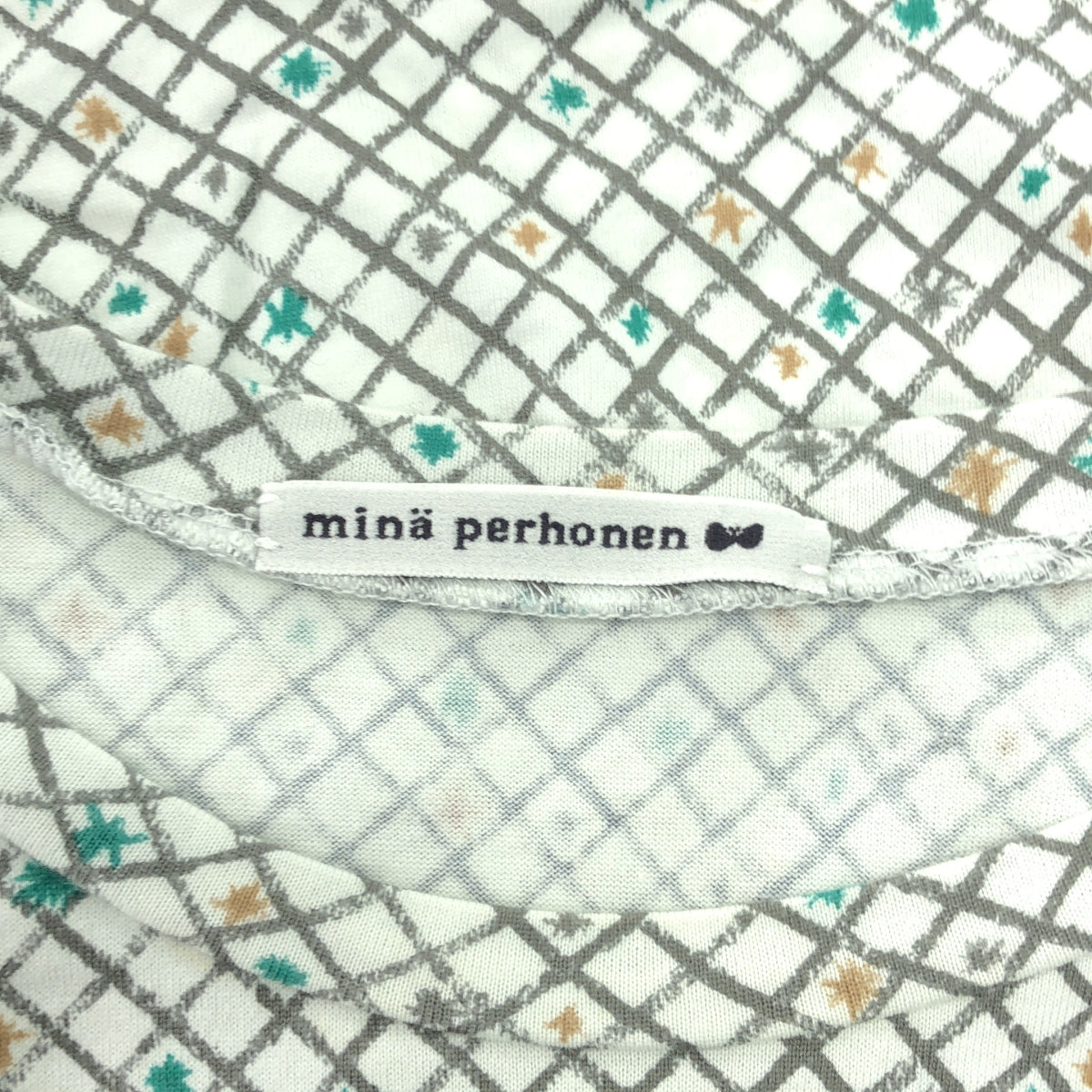 mina perhonen / ミナペルホネン | 2024AW | tuike / トゥイケ 総柄 クルーネック カットソー | 40 | ホワイト/グレー | レディース