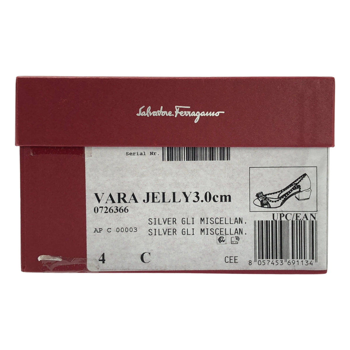 【美品】  Salvatore Ferragamo / サルヴァトーレフェラガモ | VARA JELLY 3.0cm / ロゴ リボン バレエシューズ | 4 | silver | レディース