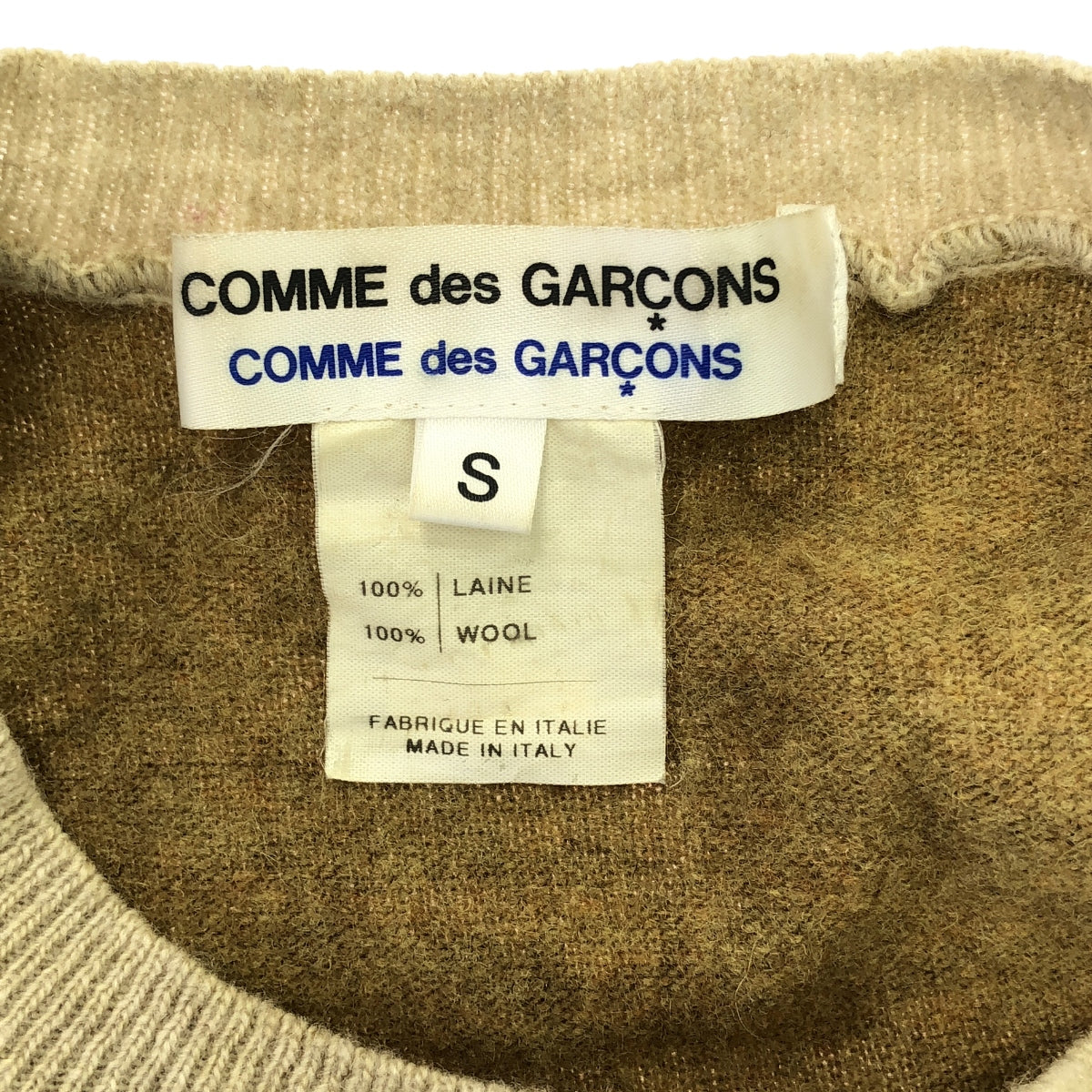 COMME des GARCONS COMME des GARCONS / 콤콤 | 울 전환 크루넥 니트 가디건 | S | 베이지 / 브라운 | 여성
