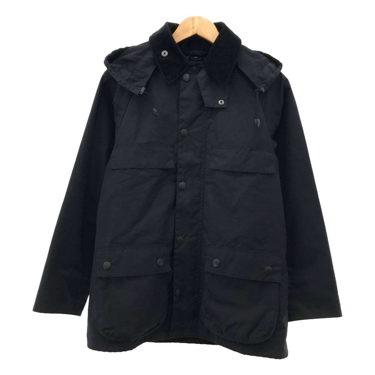 【美品】  Barbour / バブアー | 着脱可ライナー・フード付き コーデュロイ切替 オイルド ジャケット | 34 | ブラック | メンズ