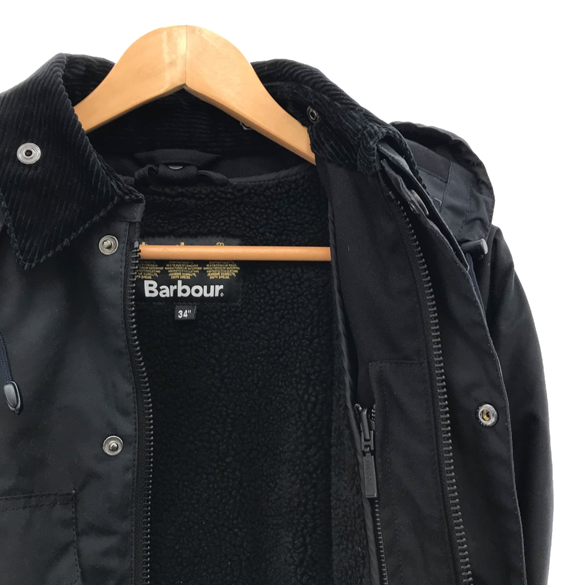 [Good Condition] Barbour | Oiled Corduroy Jacket with Detachable Hood and Liner | Size 34 | Black | Men's