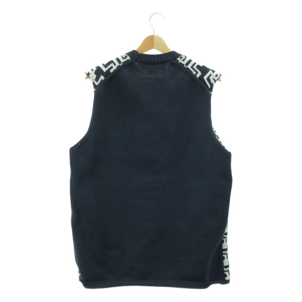 【美品】  COMME des GARCONS HOMME PLUS / コムデギャルソンオムプリュス | 2021AW | 総柄 ポリエステル ニット ベスト | M | ブラック / ホワイト | メンズ