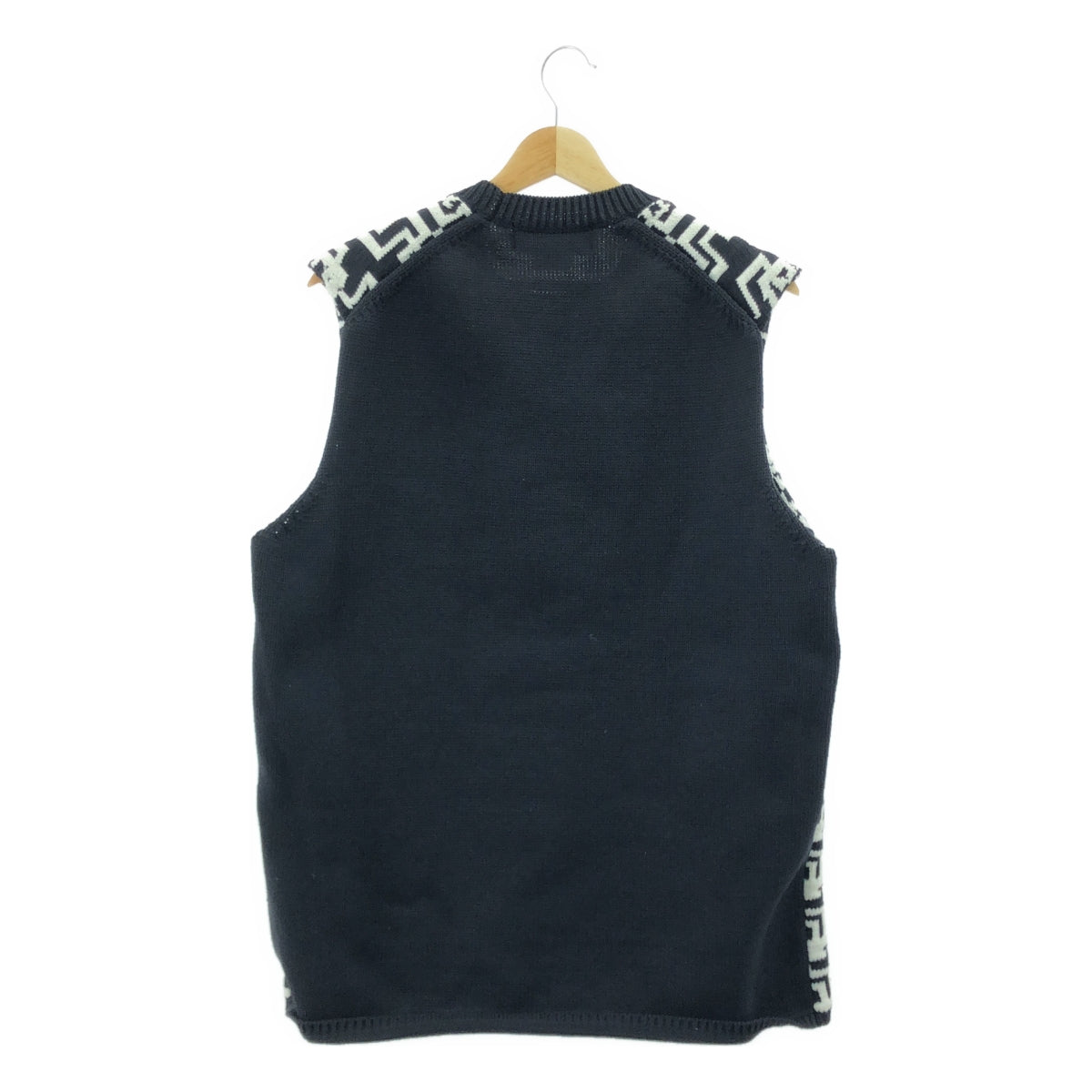 【美品】  COMME des GARCONS HOMME PLUS / コムデギャルソンオムプリュス | 2021AW | 総柄 ポリエステル ニット ベスト | M | ブラック / ホワイト | メンズ